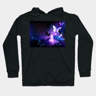 Violet Background with Night Butterflies Hoodie